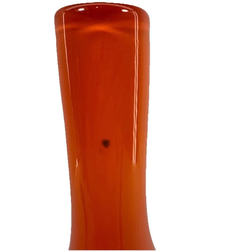 De Vera 1994 Tangerine Studio Art Glass Vase Hand‎ Blown Signed 13.5
